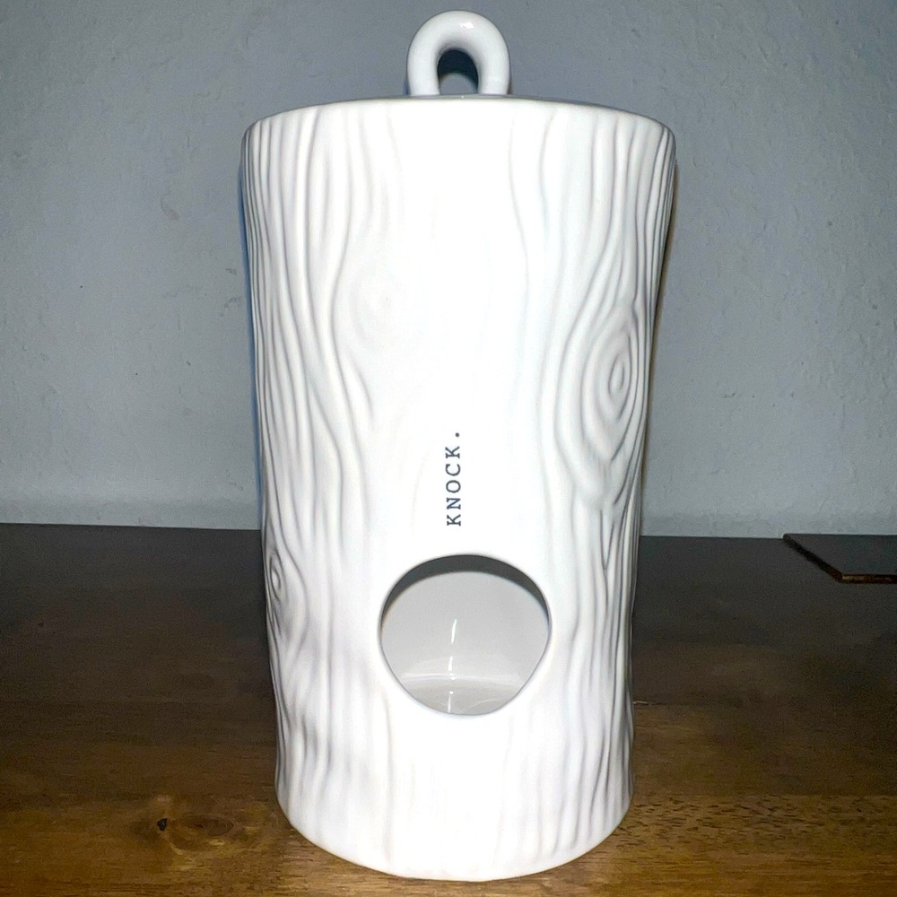 Rae Dunn KNOCK Woodgrain Birdhouse RARE